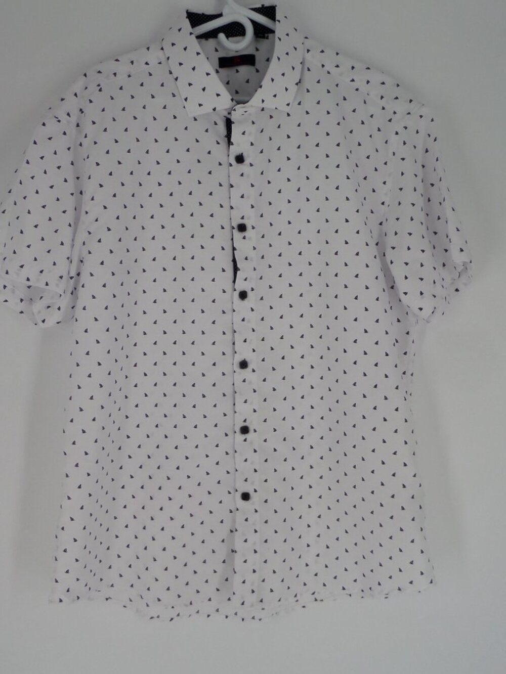 BC Collection Mens Short Sleeve Nautical Print Shirt White n Black SZ XL EUC